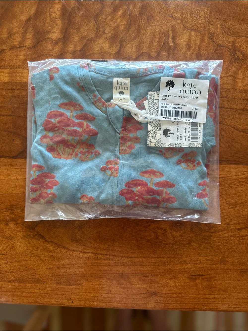 kate quinn bamboo zip footie in Red Mushroom Print
